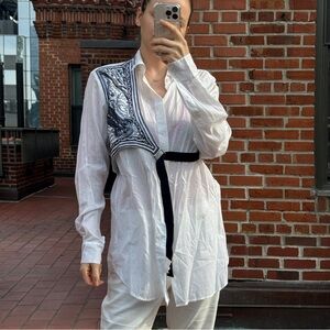 Dries Van Noten White Lightweight Button-Up Back Panel